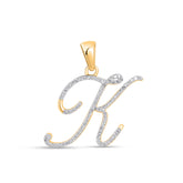 K Initial Letter 10K Yellow Gold & Diamond Pendant